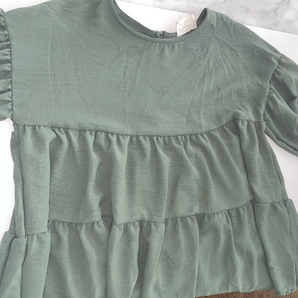 Dress Up Boutique Forest Green Tiered Longsleeve Blouse